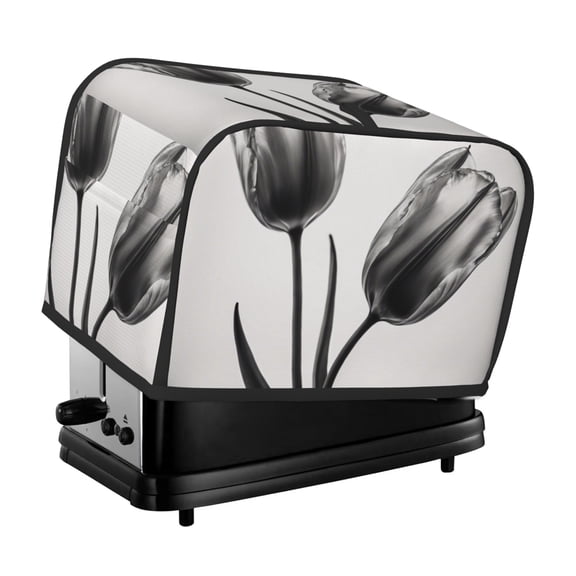 Toaster Cover For 2 Or 4 Slice, Two Or Four Slice Toaster Hood Dust-Proof Cover For Kitchen Washable Small Appliance Tulipa Black And White (2)