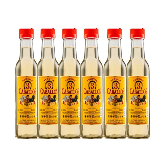 Six Pack Tequila 3 Caballos Joven 250 Ml 3 Caballos Tequila, Joven