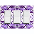 thumbnail image 1 of Metal Light Switch Plate Cover Mandala Purple White Floral Tile Pattern MDL085, 1 of 13
