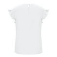 thumbnail image 6 of TIHLMK Ladies Tops and Blouses Sales Clearance Fashion Women Summer Casual Round-Neck Short Sleeve Pullove Solid Blouse T-Shirt White, 6 of 8