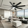 thumbnail image 4 of 72" Ceiling Fans with Lights and Remote, Indoor Outdoor, for Kitchen Living Room Patio, 6 Speed Reversible Quiet DC Motor, Dual Finish 8 Blades, 4 of 5