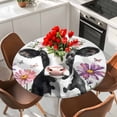 thumbnail image 2 of Farmhouse Cattle with Flowers Round Fitted Table Cover Butterfly Wildflowers Animal Waterproof Table Cloth with Elastic Edge Wipeable Tablecloth for Picnic Camping Party Fits 45"-54" Diameter, 2 of 8