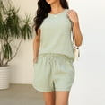 thumbnail image 4 of Htigea Women's 2 Piece Lounge Sets Summer Matching Outfits Short Sleeve Top and Shorts Loungewear Sale Green,XL, 4 of 6