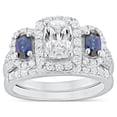 thumbnail image 3 of Brilliance Fine Jewelry Bridal Ring Set Simulated White Diamond, Sapphire Sentimental 925 Sterling, 3 of 4