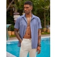 thumbnail image 5 of COOFANDY Mens Short Sleeve Cuban Guayabera Shirt Casual Summer Beach Button Down Shirts, 5 of 6