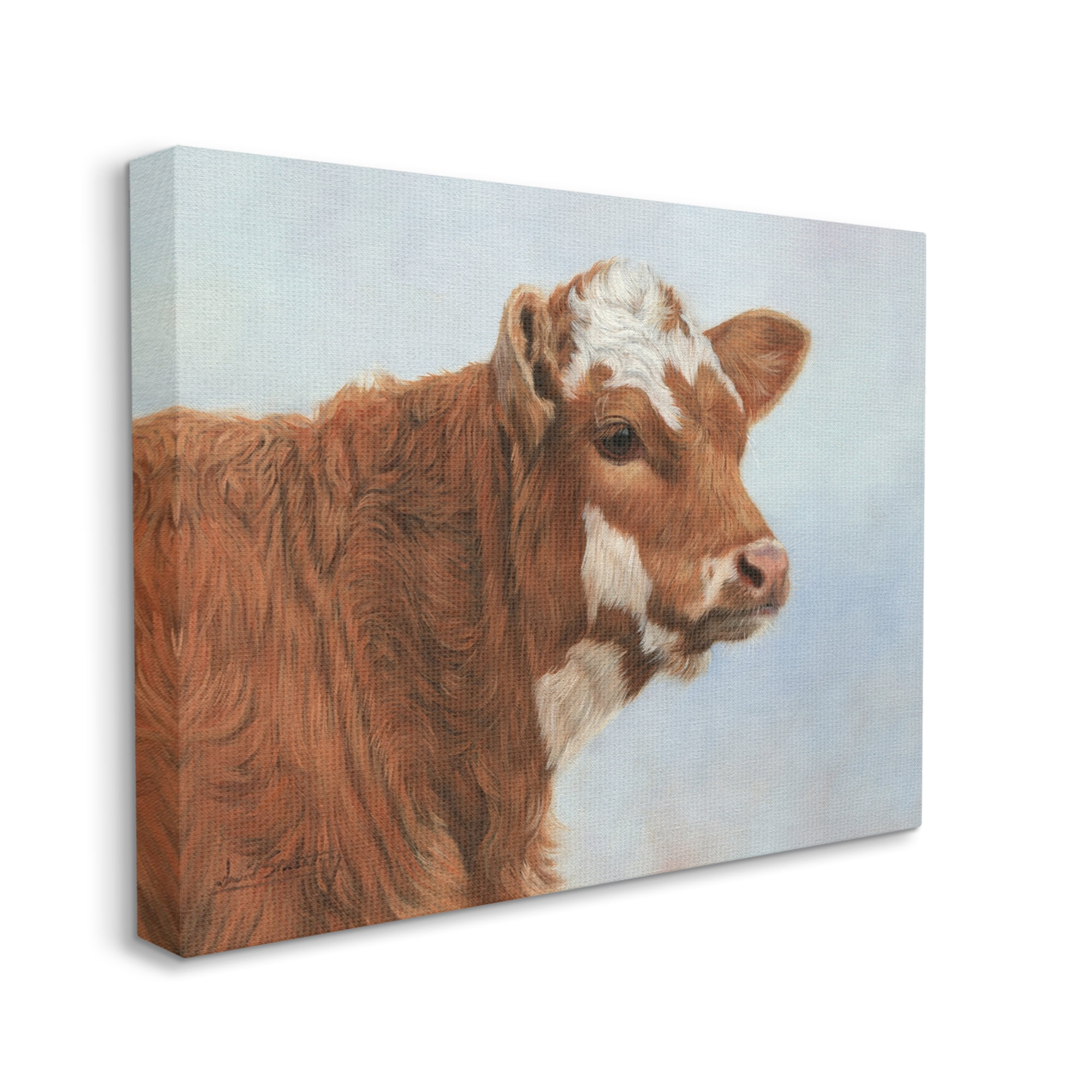 Stupell Industries Brown Dairy Cow Detailed Farm Animal Painting Painting Gallery Wrapped Canvas Print Wall Art, Design by David Stribbling