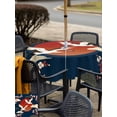thumbnail image 5 of Outdoor Tablecloth with Umbrella Hole for Patio/Picnic/Party/Camping, Japanese Style Waterproof Table Cloth Square Cover Washable, Modern Cranes Cherry Flower Wave Navy Blue (54"x 54"), 5 of 8