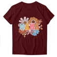 thumbnail image 2 of OKBOP Red Womens Tops Clearance Under $5 Short Sleeve Mother's Day Floral Crew Neck T-Shirts Shirts for Women, 2 of 3