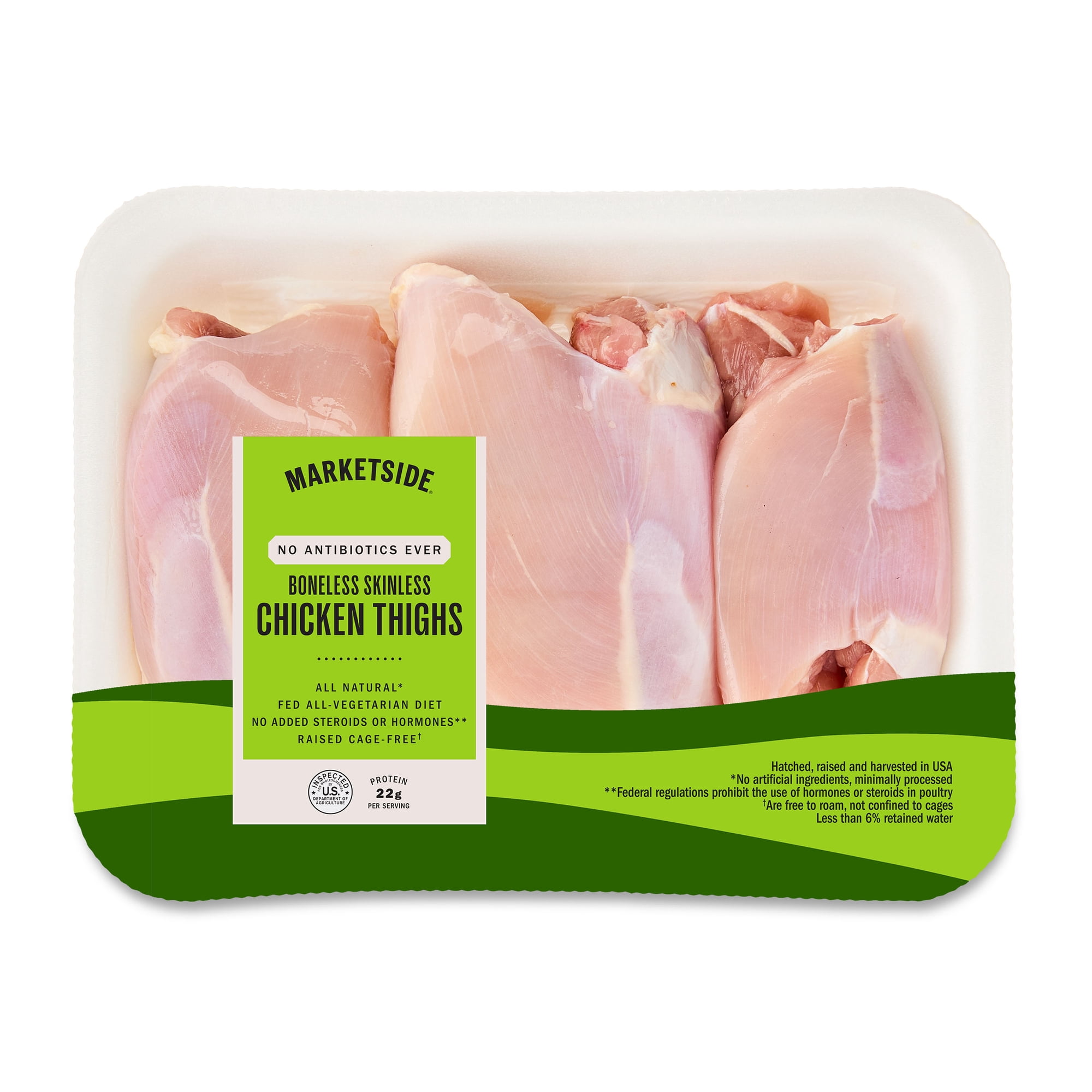Marketside Antibiotic-Free Boneless Skinless Chicken Thighs, 1.3 - 1.9 lb (Raw)