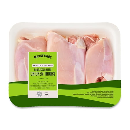 Marketside Antibiotic-Free Boneless Skinless Chicken Thighs, 1.3 - 1.9 lb (Raw)