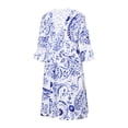 thumbnail image 3 of VISgogo Vestido suelto con cuello en V para mujer, bohemio 3/4 de manga larga con ribete de encaje, minivestido de playa fluido VISgogo  moda, 3 of 9