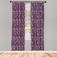 thumbnail image 4 of Ambesonne Carnival Window Curtains, Vibrant Brazilian Items, Each 28" W x 95" L, Dark Violet Multicolor, 4 of 4