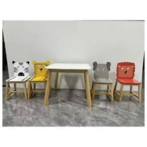 5 Piece Kiddy Table and Chair Set , Kids Wood Table with 4 Chairs Set Animals (bigger table) (3-8 years old)