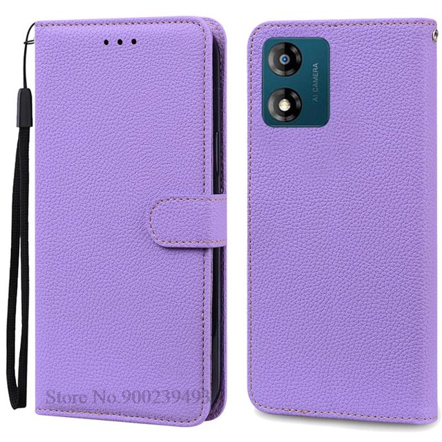 E13 Case For Motorola Moto E13 Case Leather Wallet Flip Cover For Moto E13 Phone Case For Motorola Moto E13 Capa Case Fundas Light Purple for Moto E13