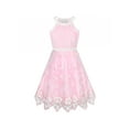 thumbnail image 1 of Girls Dress Pink Butterfly Embroidered Halter Dress Party 12 Years, 1 of 6