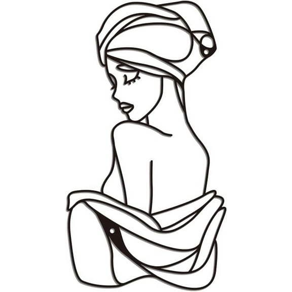 Metal Lady Back Line Modern Abstract Wall Decor Black Minimalist Abstract Modern Line Design Wall Sculptures Decor Female Line Home Decor Wall Sculptures for Living Room Bedroom Bathroom Black