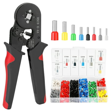 

Tomshoo HSC8 6-4 0.25-10m㎡ AWG23-7 Ferrule Crimping Tool Kit High Hardness Crimper Plier with 1200pcs Wire Ferrules Crimp Ends Terminal
