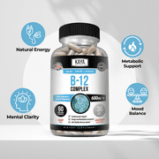 Kaya Naturals B-12 Complex Supplement for Energy & Metabolism Support, Non-GMO, 60 Capsules