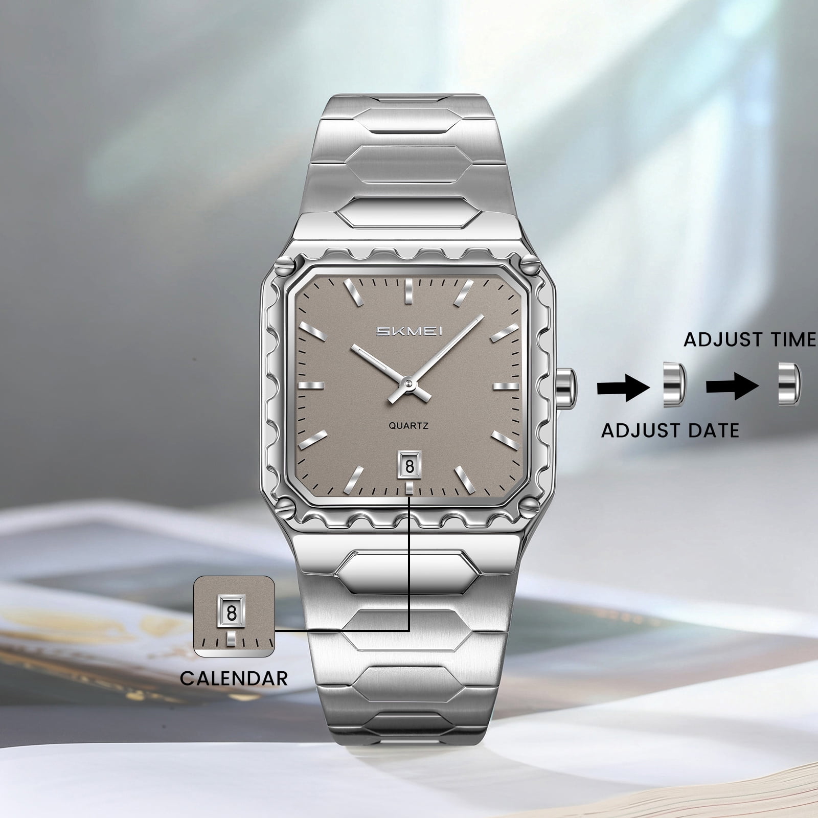 SKMEI Watches for Men Fashion Business Mens Watch Analog Quartz Big Face Luxury Classic Stainless Steel Waterproof Luminous Wristwatch