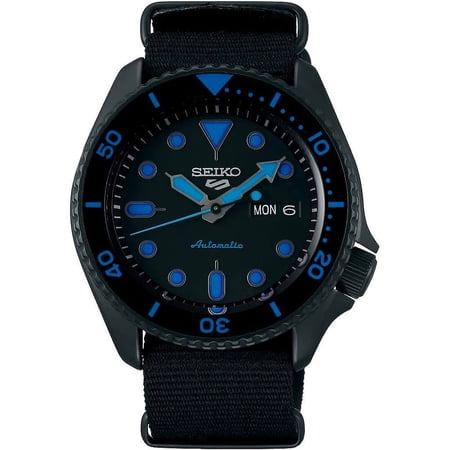 Men's Seiko 5 Diver's Automatic All Black Steel Watch SRPD81K1 SRPD81