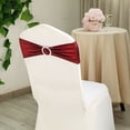 thumbnail image 6 of BalsaCircle 5 Burgundy Metallic Spandex Chair Sashes Silver Round Buckles Party Ceremony, 6 of 8