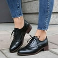 thumbnail image 2 of Women's Chunky Low Heels Wingtip Oxfords Shoes Pointed Toe Lace Up Low Top Vintage Pumps Shoes, 2 of 5