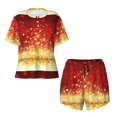 thumbnail image 4 of Lsque Red Gold Glitter Women's Short-Sleeved Pajama Set - 2 Piece Soft and Lightweight Sleepwear Set-Medium, 4 of 9