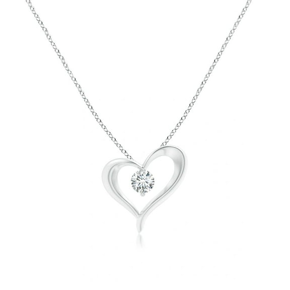 ANGARA Natural Diamond Solitaire Heart Shape Pendant Necklace For Women In Sterling Silver | April Birthstone, Anniversary, Jewelry Gift for Women | Natural Diamond Heart Pendant with Chain