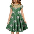 thumbnail image 4 of KISSMODA Girls Dress Casual Round Neck A Line Ruffle Sleeve Knee Length Dresses 4-13 Years, 4 of 4