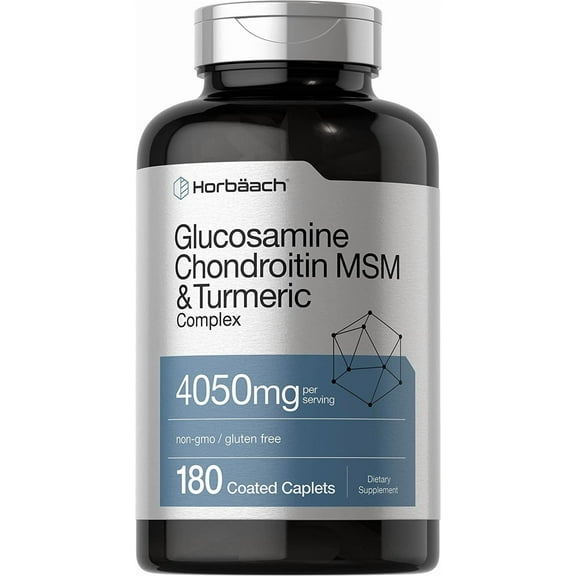 Glucosamine Chondroitin with Turmeric & MSM | 4050 mg | 180 Caplets | By Horbaach