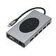 thumbnail image 2 of 13 en 1 Tipo C Hub Tipo C a HD Interfaz multimedia VGA 5 USB3.0 Tarjeta de memoria Tarjeta de almacenamiento RJ45 PD AUDIO3.5 Carga inalámbrica 10W Gris, 2 of 14
