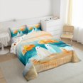 thumbnail image 4 of Manfei Funny Cute Ghost Queen Comforter Set for Kid, Teal Orange Artwork Bedding Sets, Marine Ocean Theme Reversible Bedding Comforter Set, Lightweight Room Decor, 3pcs, 4 of 9