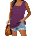 thumbnail image 4 of Qwertyu Plus Size Tank Tops for Womens Casual Summer Boho Shirts with Button Loose Sleeveless Tunic Tops Dark Purple S, 4 of 7