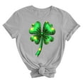 thumbnail image 5 of FRSASU Women St Patricks Mardi Gras Round Neck T Shirts Shamrock Carnival Short Sleeve Tops Gray, 5 of 5