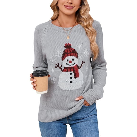 Cogild Snowman Christmas Sweaters for Womens Cozy Holiday Knitted Pullover for Winter