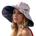 thumbnail image 3 of XINPING Women's Reversible Printed Sun Bucket Hat, Oversized Wide Brim UV Protection Beach Vacation Hat with Abstract Pattern, Lightweight and Packable, 3 of 5
