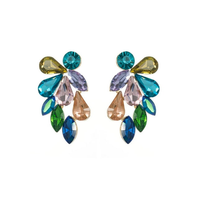 Qarigey 1 par de pendientes coloridos de diamantes de imitación, pendientes exagerados, pendientes de gota de estilo americano, joyería para bodas y Ropa, zapatos y accesorios Miscelánea Vistoso Qarigey AP017535-03