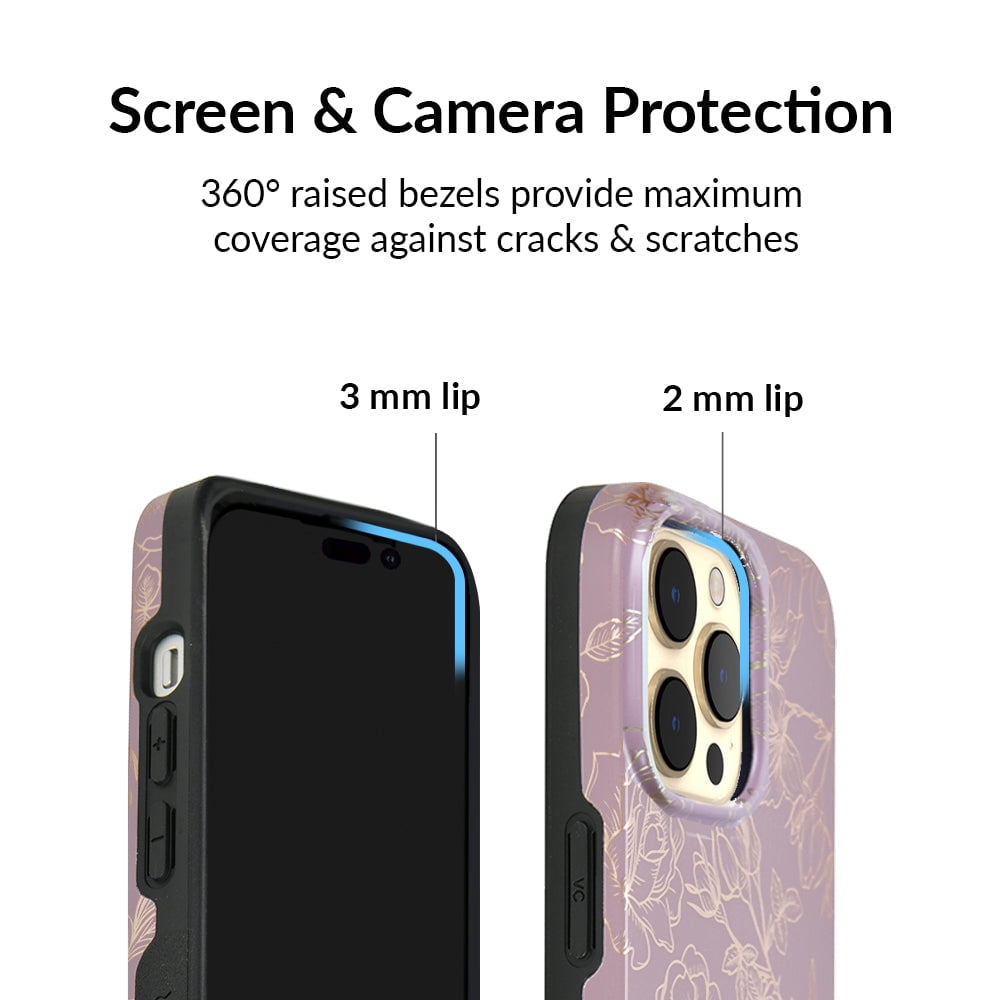 VELVET CAVIAR iPhone 14 Pro Case Rose Gold Flowers - Compatible with MagSafe - Protective Mauve Purple Case for Women - Dusty Rose Floral