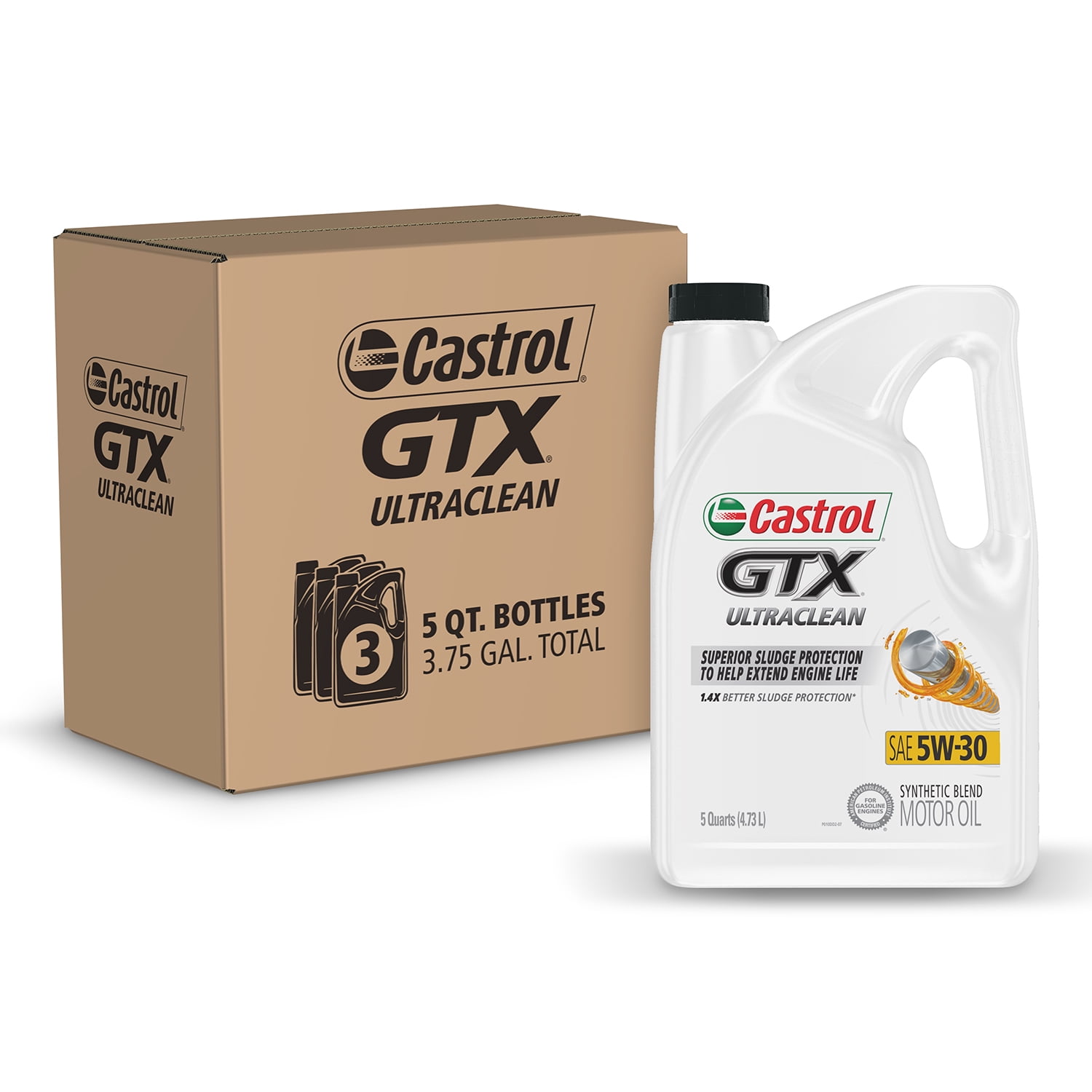 Castrol GTX Ultraclean 5W-30 Synthetic Blend Motor Oil, 5 Quart, Case of 3  - Walmart.com