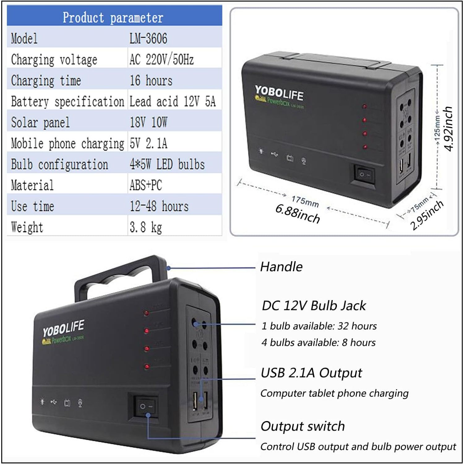Bilot Solar Generator, Portable Power Station, w/Solar Panel Outdoor Supply for Camping/CPAP/Emergency Battery Backup