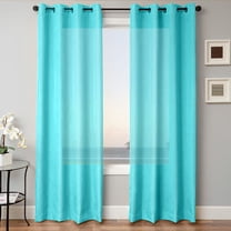 1 PANEL MIRA  SOLID TURQUOISE  SEMI SHEER WINDOW FAUX SILK ANTIQUE BRONZE GROMMETS CURTAIN DRAPES 55 WIDE X 63" LENGTH