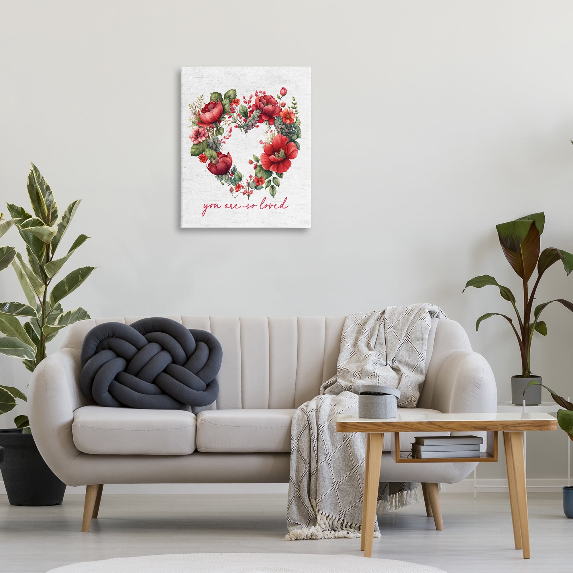 Stupell Industries Loved Heart Wreath Botanical & Floral Painting Gallery Wrapped Canvas Art Print Wall Art, 24 x 30
