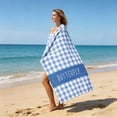 thumbnail image 1 of Plaid Pattern Beach Towel, 70x150 cm, Soft Polyester, Quick-Dry, Absorbent, Lightweight Travel and Pool Towel, Multiple Colours Available, 1 of 6