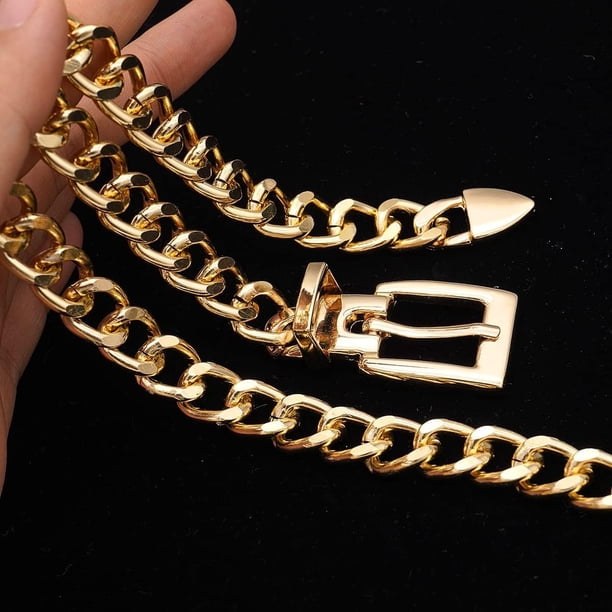Leather and Gold metal Chain belt Women main image 3