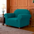 thumbnail image 3 of Subrtex Stretch 1-Piece Textured Grid Armchair Slipcover, Turquoise, 3 of 7