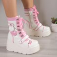 thumbnail image 5 of Tawop Womans Boots Mid-Calf Chunky Heel Buckle Thick Sole Round Toe Fall Boots, 5 of 6