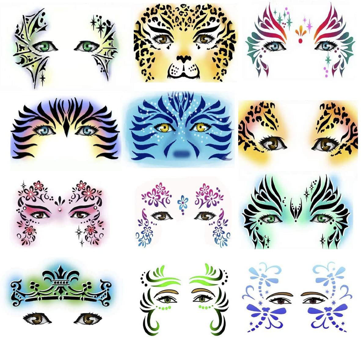 Face Paint Stencils by Pixiss 13 Pack Kit Large Reusable Face Painting