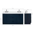 thumbnail image 3 of Ariel Kelly 67 Inch Double Rectangular Sink Bathroom Vanity With Pure White Quartz Countertop 1.5 Inch Edge In Midnight Blue, 3 of 12