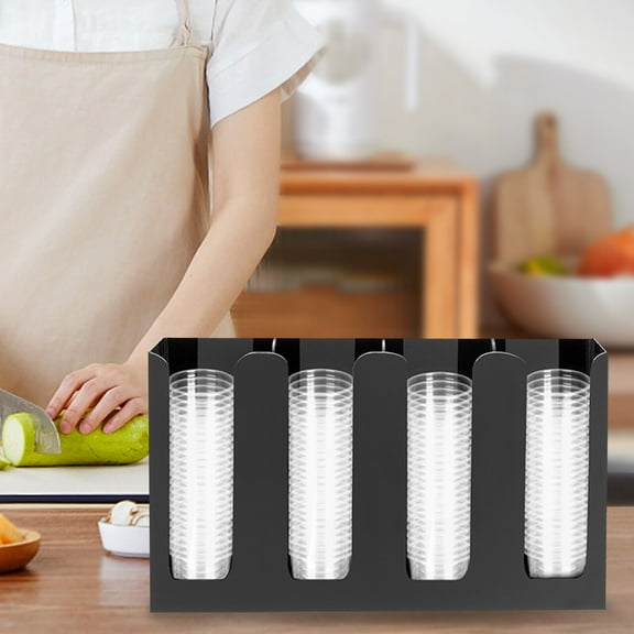 Acrylic Sauce Cup Dispenser Cup Lid Organizer Storage Rack Kitchen 4 Partitions