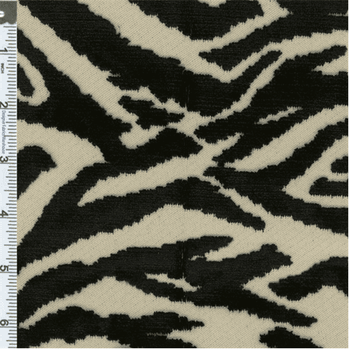 Black/White Tiger Print Cut Velvet Upholstery Fabric, Fabric By the